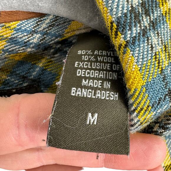 Timberland Multicolor Plaid Long Roll Tab Sleeve Collared Wool Blend Button Up M - Picture 8 of 8